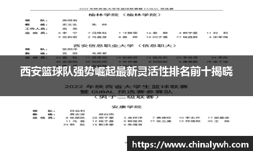 西安篮球队强势崛起最新灵活性排名前十揭晓