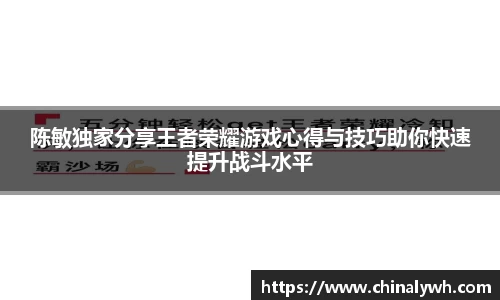陈敏独家分享王者荣耀游戏心得与技巧助你快速提升战斗水平